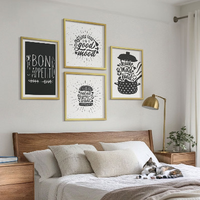 Tavelvägg ovanför soffa Grafik mat kulinariska slagord