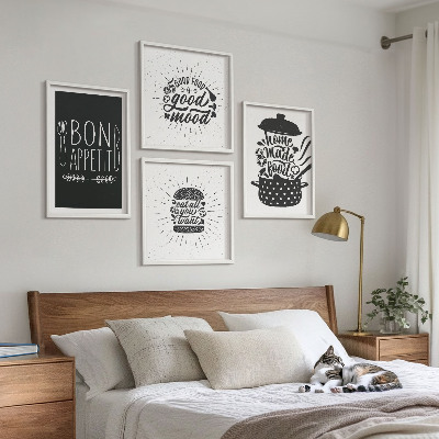 Tavelvägg ovanför soffa Grafik mat kulinariska slagord