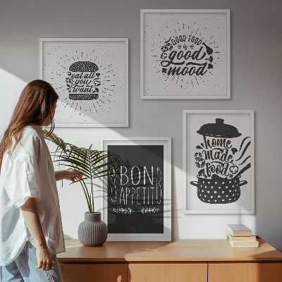 Tavelvägg ovanför soffa Grafik mat kulinariska slagord