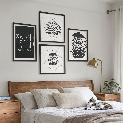 Tavelvägg ovanför soffa Grafik mat kulinariska slagord