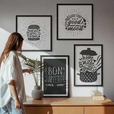 Tavelvägg ovanför soffa Grafik mat kulinariska slagord