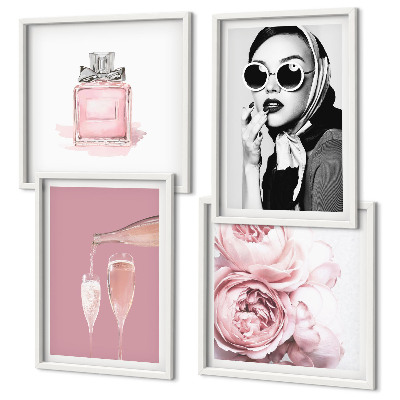 Set om 4 tavlor Snygga rosa accessoarer