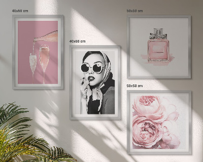 Set om 4 tavlor Snygga rosa accessoarer