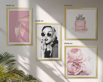 Set om 4 tavlor Snygga rosa accessoarer