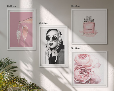 Set om 4 tavlor Snygga rosa accessoarer
