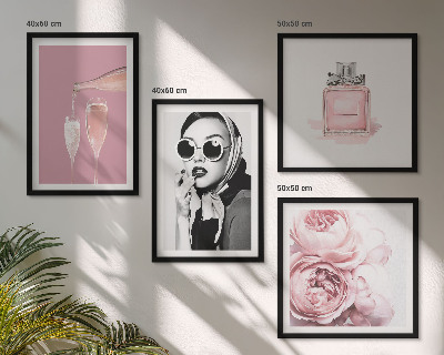 Set om 4 tavlor Snygga rosa accessoarer