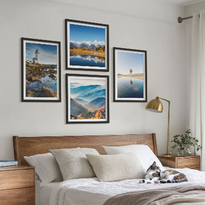 Tavelvägg ovanför soffa Utsikt över naturen, fyren, bergen