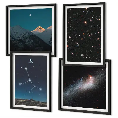 Jungfruns galaxuniversum tavelvägg med 4 tavlor