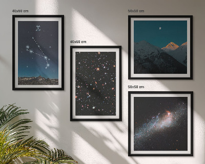 Tavelvägg med 4 tavlor Kosmiska landskap av galaxer