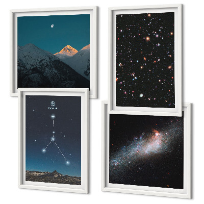 Tavelvägg med 4 tavlor Rymdgalaxens stjärnbild Kräftan