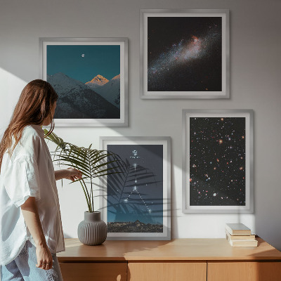 Tavelvägg med 4 tavlor Rymdgalaxens stjärnbild Kräftan
