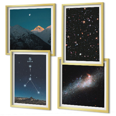 Tavelvägg med 4 tavlor Rymdgalaxens stjärnbild Kräftan