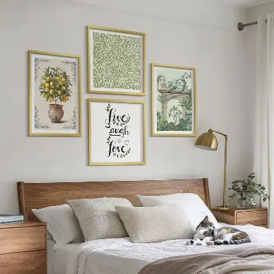 Tavelvägg med 4 motiv gröna exotiska blad
