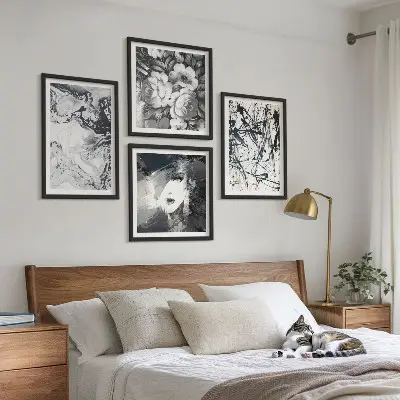 Abstrakta svartvita mönster set om 4 tavlor