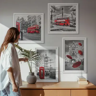 Poster med ginkgoblad ljus bakgrund för tavelvägg ovanför soffan