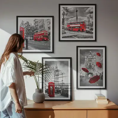 Poster med ginkgoblad ljus bakgrund för tavelvägg ovanför soffan