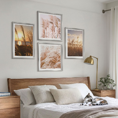 Set om 4 tavlor Boho gräsfält solnedgång