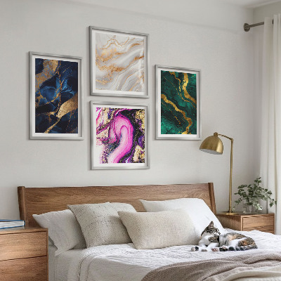 Tavelvägg med 4 tavlor Abstrakt marmor med färger