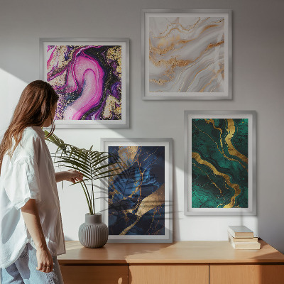 Tavelvägg med 4 tavlor Abstrakt marmor med färger
