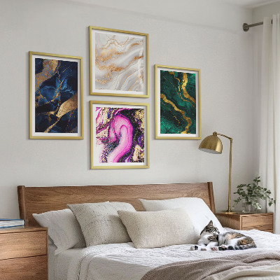 Tavelvägg med 4 tavlor Abstrakt marmor med färger