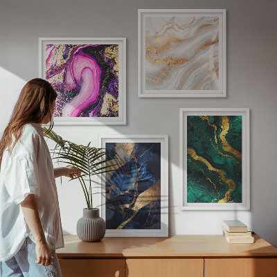 Tavelvägg med 4 tavlor Abstrakt marmor med färger