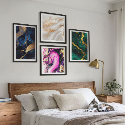 Tavelvägg med 4 tavlor Abstrakt marmor med färger