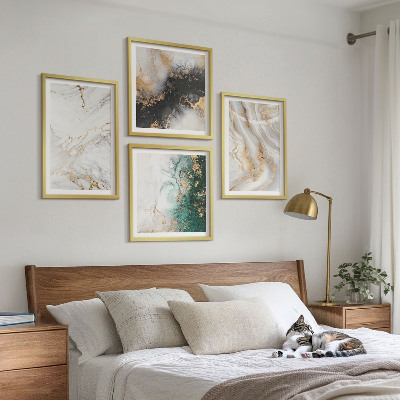Tavelvägg ovanför soffa Abstrakta mönster vit svart grön