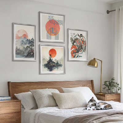 Set om 4 tavlor Asiatiska landskap i Japan