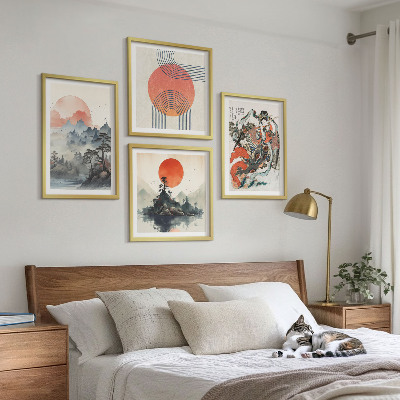 Set om 4 tavlor Asiatiska landskap i Japan