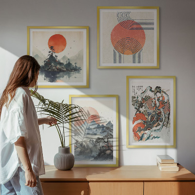 Set om 4 tavlor Asiatiska landskap i Japan