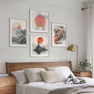 Set om 4 tavlor Asiatiska landskap i Japan