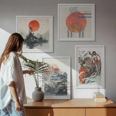Set om 4 tavlor Asiatiska landskap i Japan