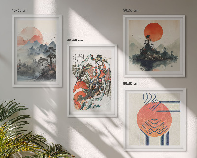 Set om 4 tavlor Asiatiska landskap i Japan