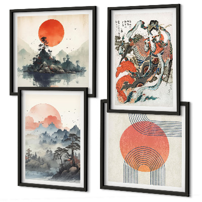 Set om 4 tavlor Asiatiska landskap i Japan