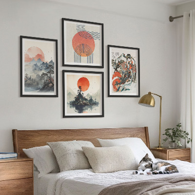 Set om 4 tavlor Asiatiska landskap i Japan