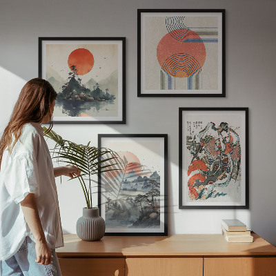 Set om 4 tavlor Asiatiska landskap i Japan