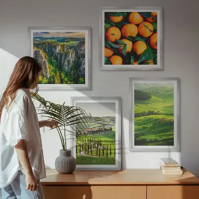 Tavelvägg för soffa italiensk landsbygd med apelsiner och naturtema