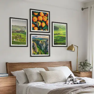 Tavelvägg för soffa italiensk landsbygd med apelsiner och naturtema