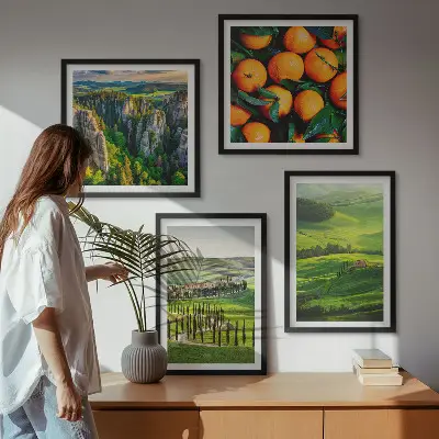 Tavelvägg för soffa italiensk landsbygd med apelsiner och naturtema