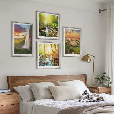 Set om 4 tavlor Orange Mountain vattenfall