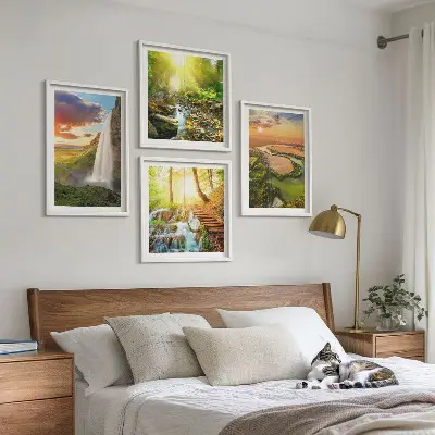 Orange Mountain vattenfall set om 4 tavlor