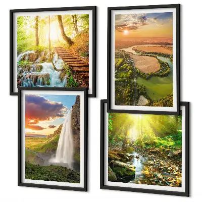 Orange Mountain vattenfall set om 4 tavlor