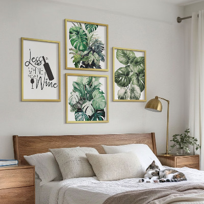 Tavelvägg med 4 tavlor Gröna vinplantans blad