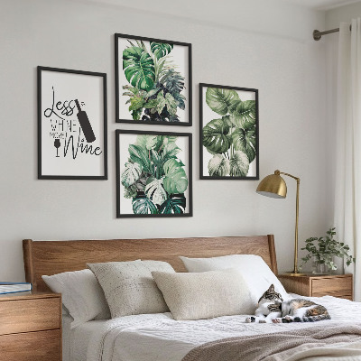 Tavelvägg med 4 tavlor Gröna vinplantans blad