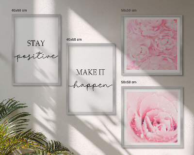 Set om 4 tavlor Minimalistiska rosa blommor