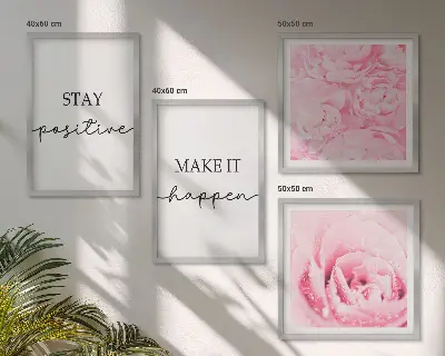 Minimalistiska rosa blommor set om 4 tavlor