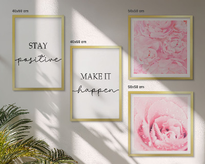 Set om 4 tavlor Minimalistiska rosa blommor