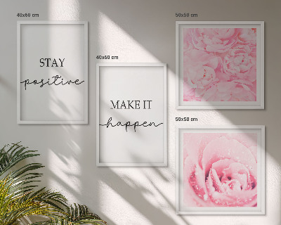 Set om 4 tavlor Minimalistiska rosa blommor
