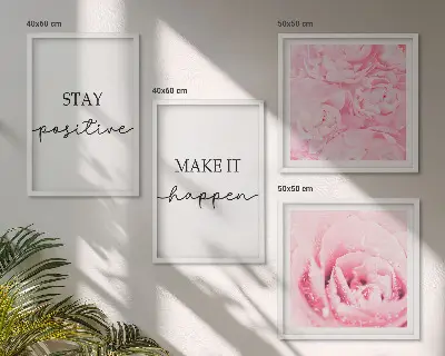 Minimalistiska rosa blommor set om 4 tavlor