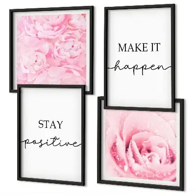 Minimalistiska rosa blommor set om 4 tavlor